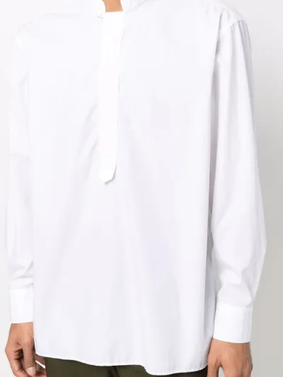 collarless long-sleeve shirt 