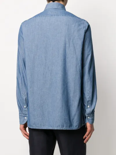 half button denim shirt