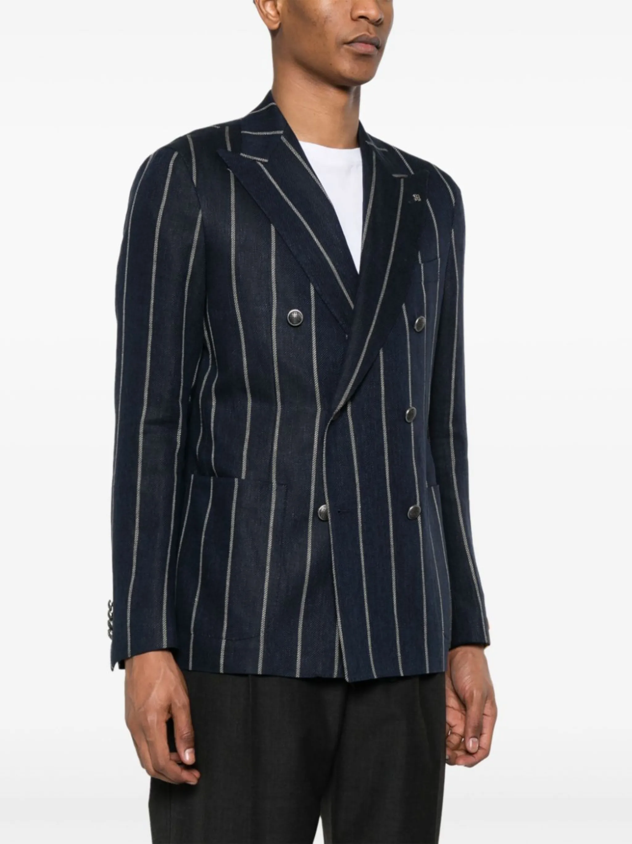 Tagliatore Striped Virgin Wool Blazer Us