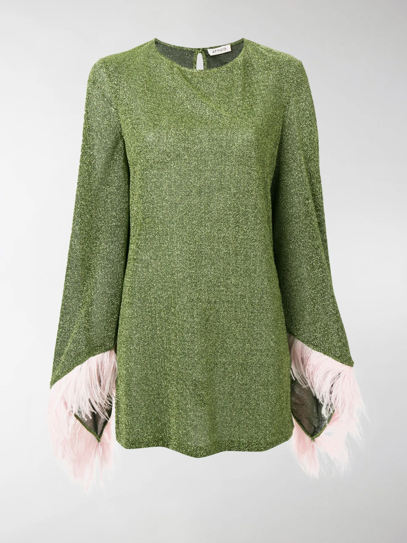 The Attico Mini abito con piume verde | MODES
