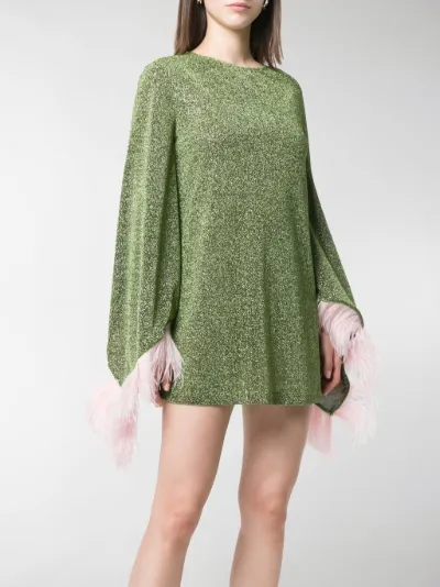 The Attico Mini abito con piume verde | MODES
