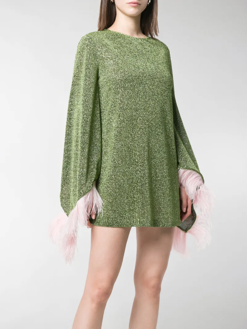 The Attico Mini abito con piume verde | MODES