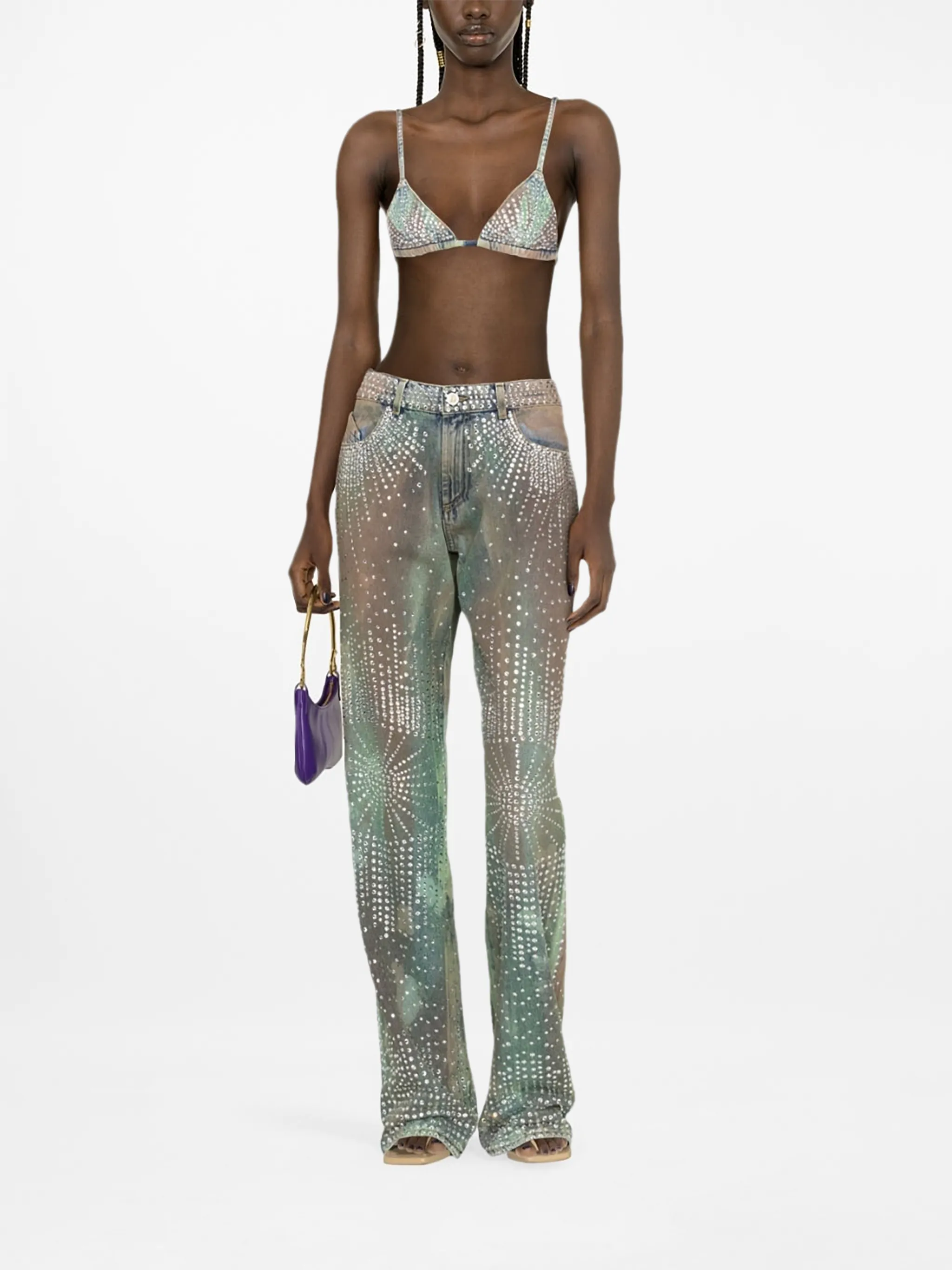 その他 THE ATTICO Rhinestone bra The Attico rhinestone-embellished denim bralette | Eraldo.com US