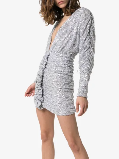 attico silver sequin dress