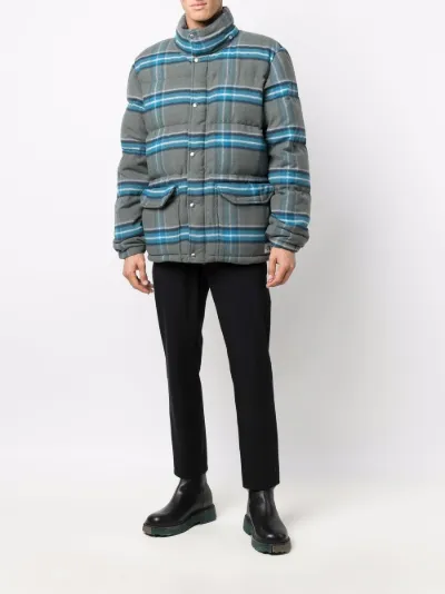 checked puffer jacket