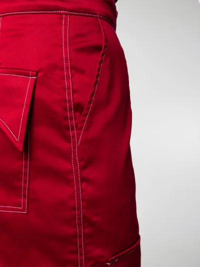 red utility pants