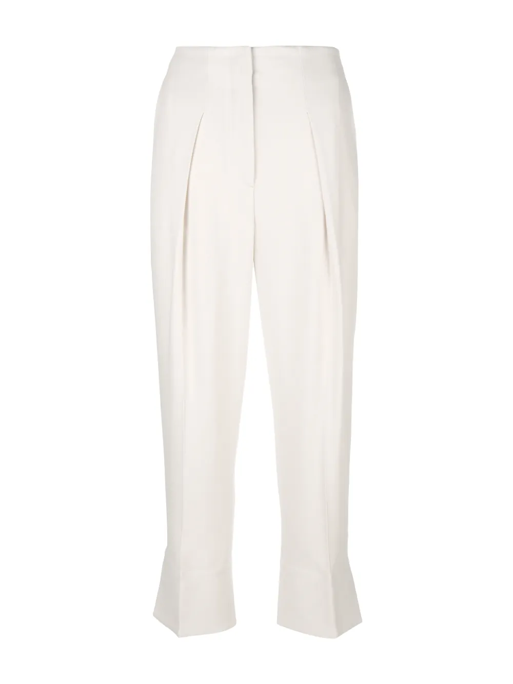 white fitted trousers