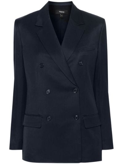 Double Breasted Wool Twill Blazer