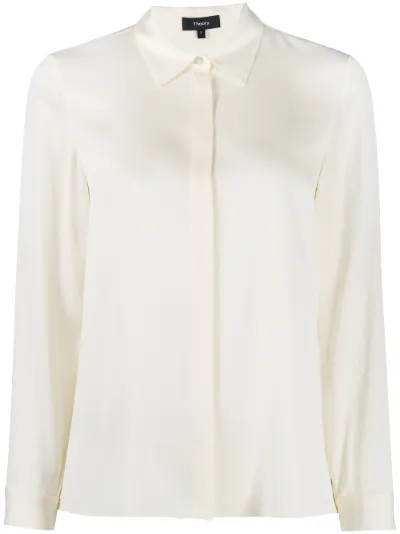 stretch-silk fitted shirt | Theory 