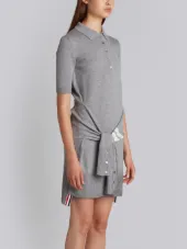 2-In-1 Cardigan Polo Dress In Light Grey Fine Merino Wool