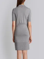 2-In-1 Cardigan Polo Dress In Light Grey Fine Merino Wool
