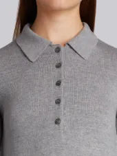 2-In-1 Cardigan Polo Dress In Light Grey Fine Merino Wool