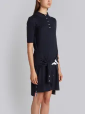 2-In-1 Cardigan Polo Dress In Navy Fine Merino Wool