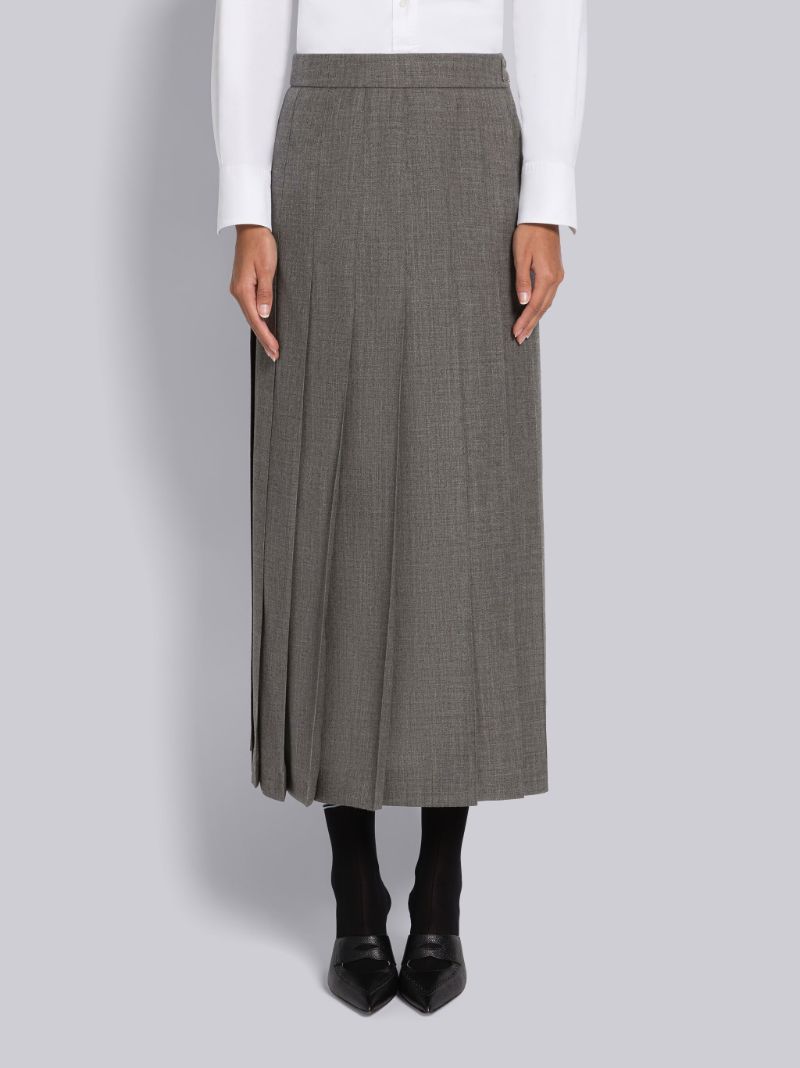 Grey wool clearance pleated midi skirt