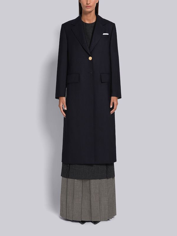 2-Ply Fresco Raw Edge Wide Lapel Overcoat
