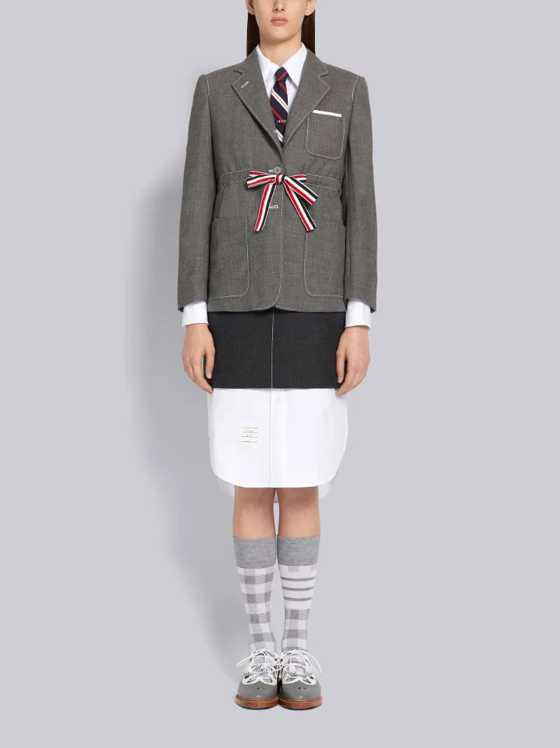ダークグレー ウール 2ply フレスコ タイウエスト ミニサックスカートグレー Thom Browne 公式オンラインサイト