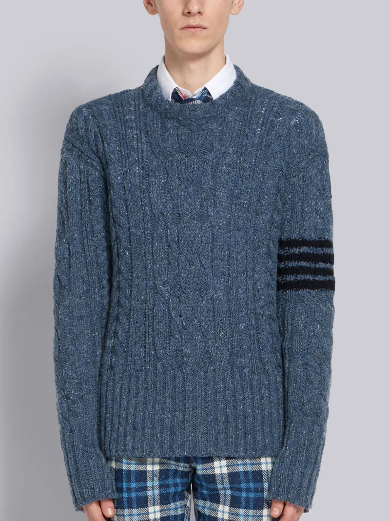 4-bar Aran Cable Donegal Pullover | Thom Browne