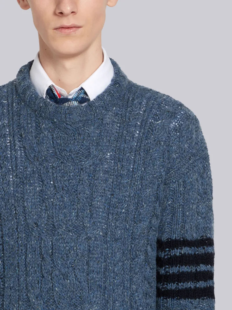 4-bar Aran Cable Donegal Pullover | Thom Browne