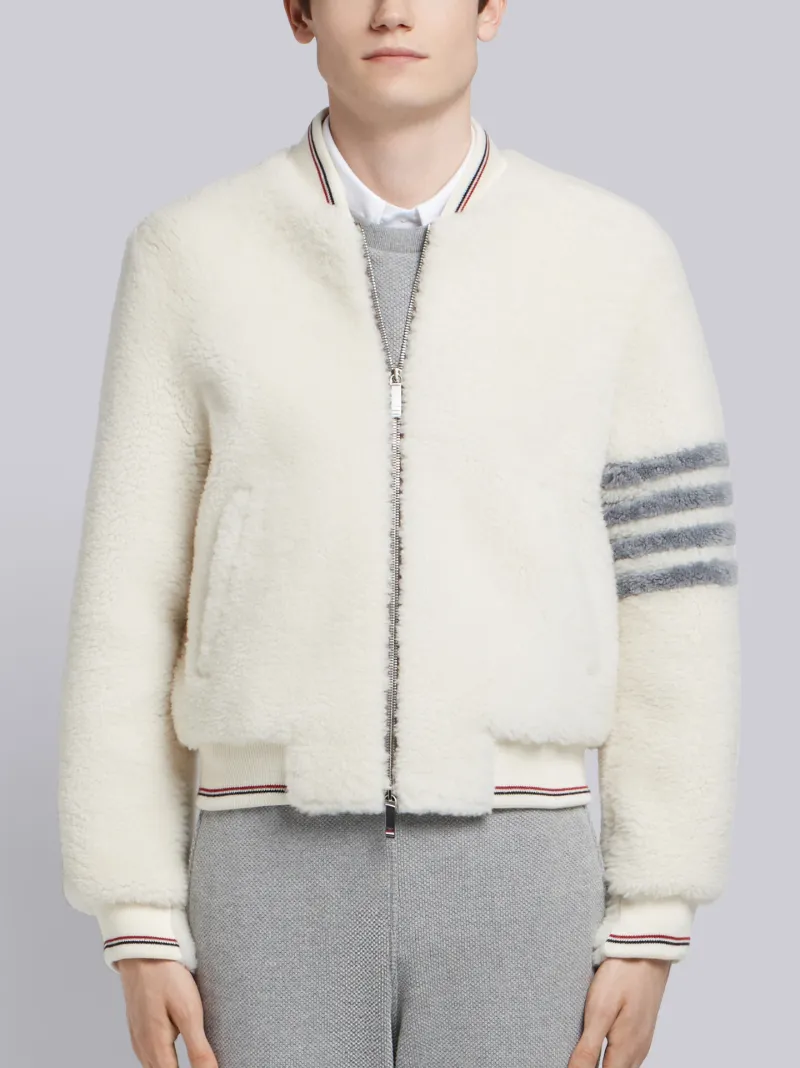 4-Bar Dyed Shearling Blouson Jacket | Thom Browne