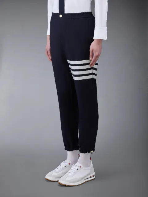 Navy Plain Weave Suiting 4-Bar Low Rise Side Tab Trouser | Thom Browne