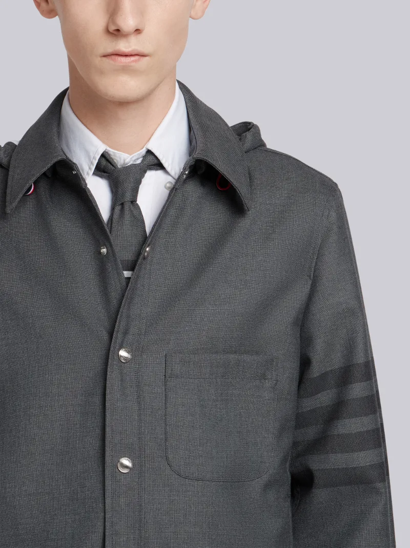 4-Bar Hooded Shirt Jacket