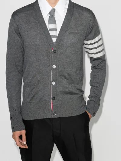 Thom Browne 4 bar stripe merino wool cardigan | Browns Thom Browne 4 bar stripe merino wool cardigan | Browns