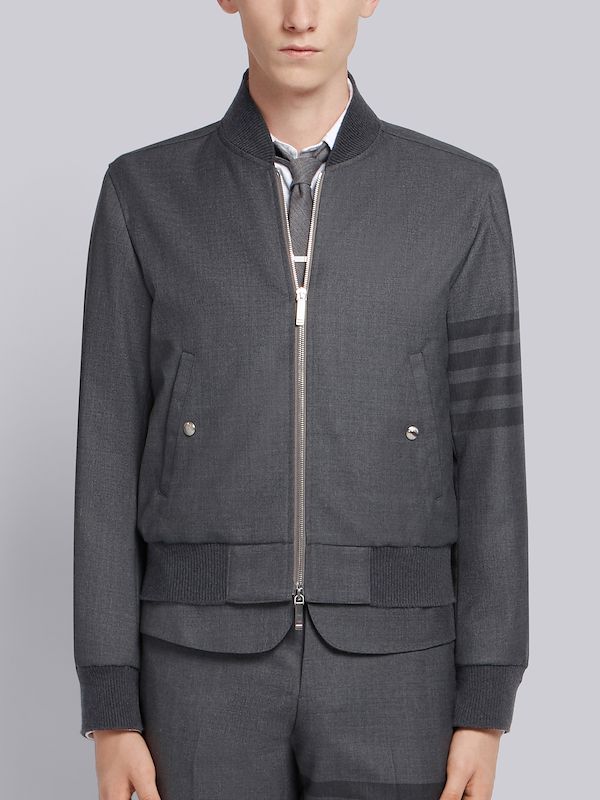4-Bar Ribbed Knit Blouson Jacket