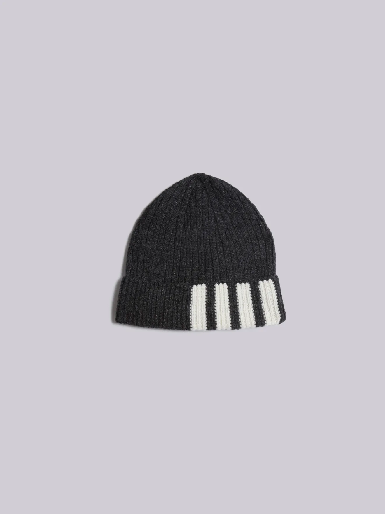 Rib Hat With 4-Bar Stripe In Dark Grey 