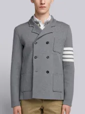 4-Bar Stripe Double-Breasted Merino Wool Sport Coat