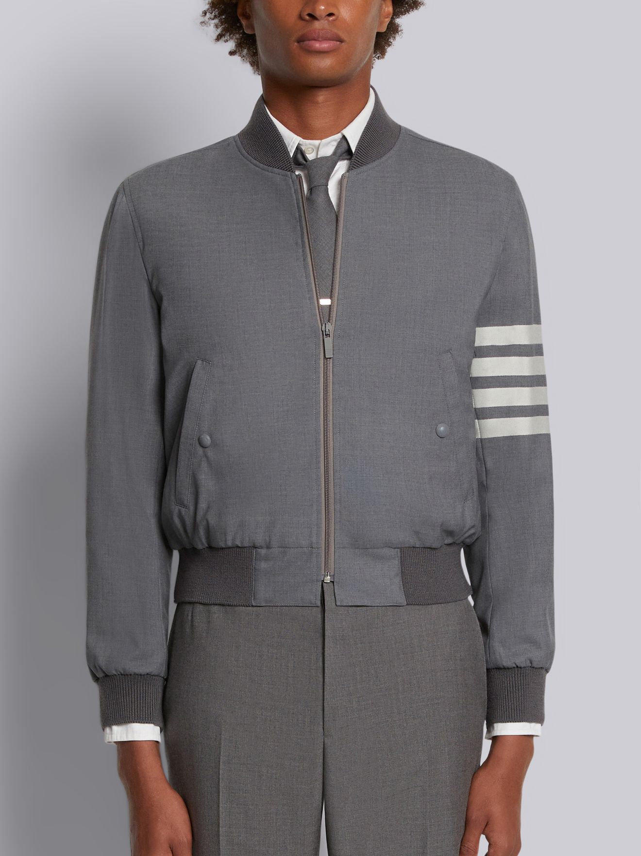 thom browne 4 bar bomber jacket