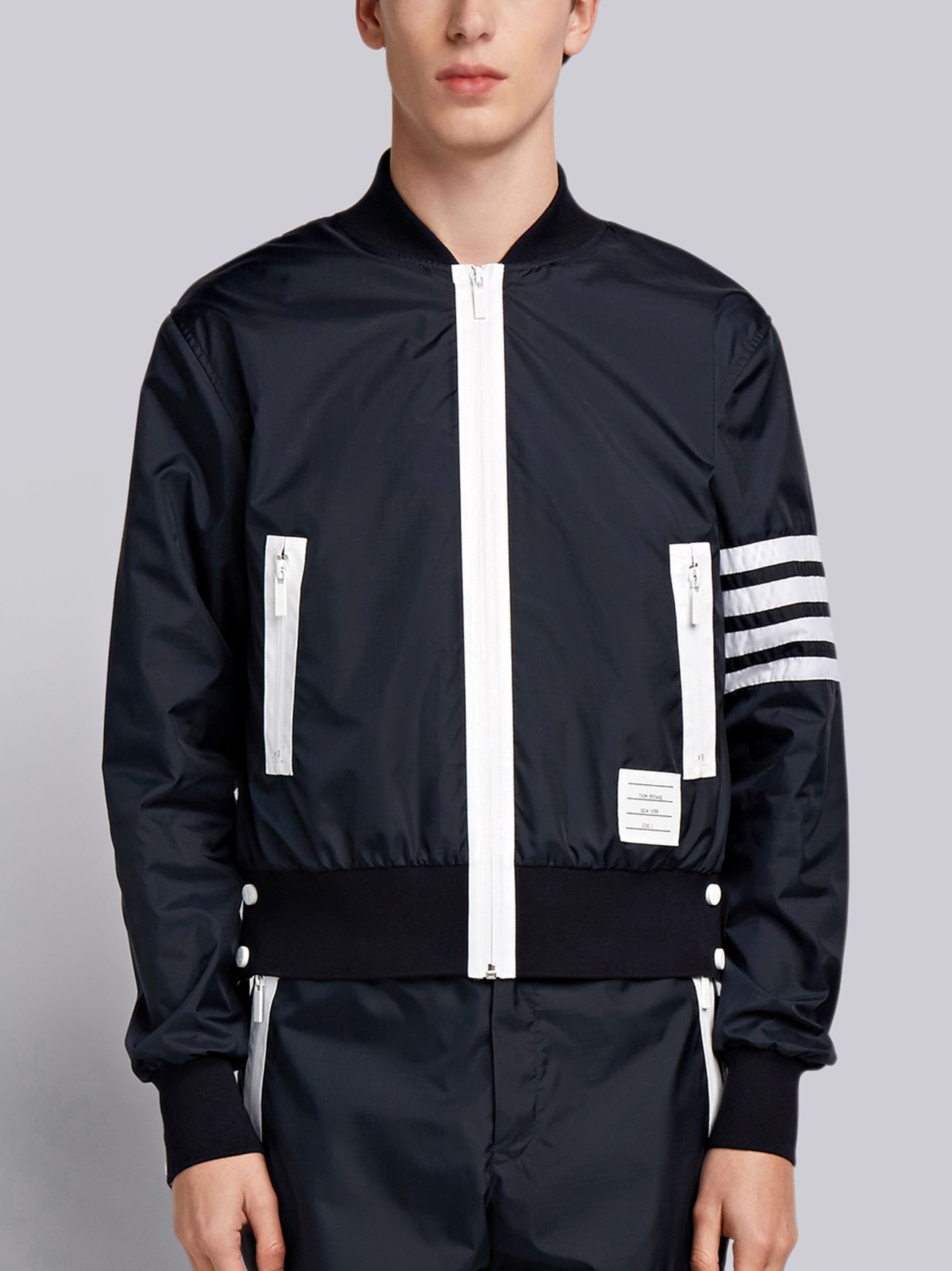 thom browne 4 bar bomber jacket