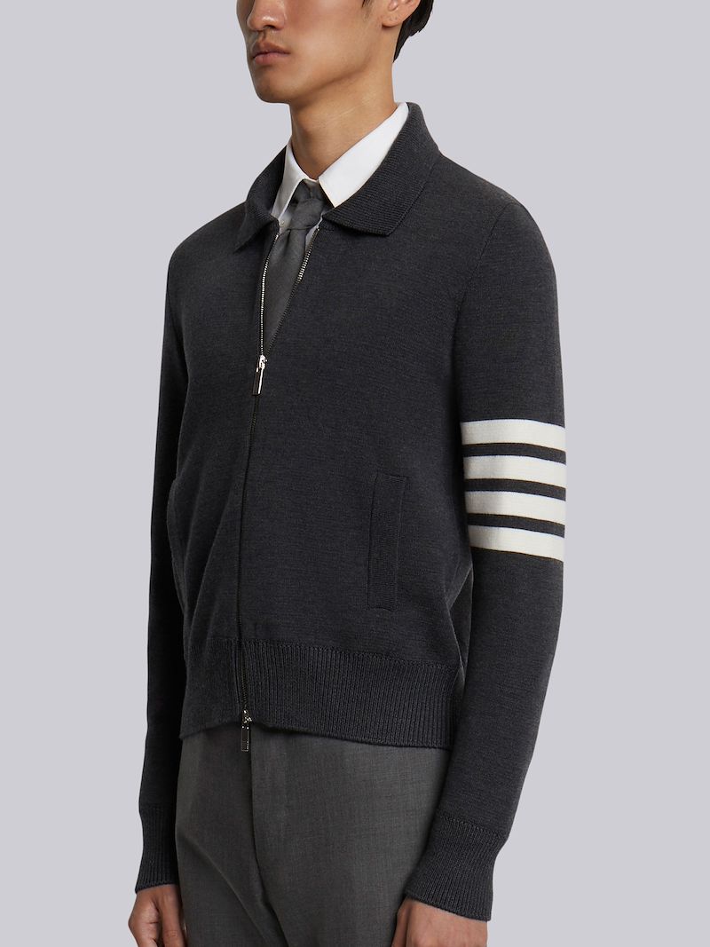 4-Bar stripe zip-up jumper