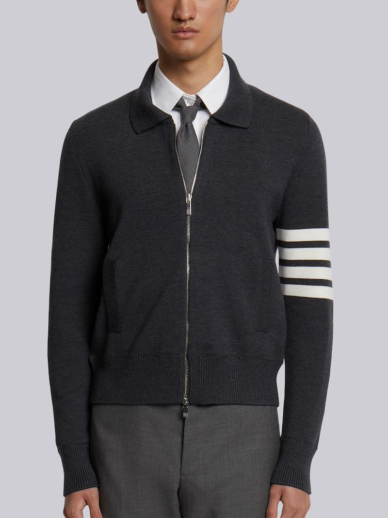 4-Bar stripe zip-up jumper