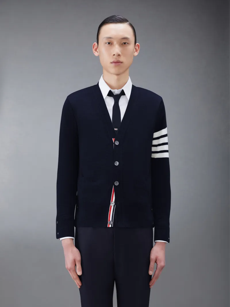 THOM BROWNE トムブラウン 4BAR クラシックVネックカーディガン ネイビー MKC002A-00014415