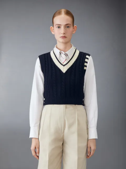 Thom Browne ストライプディテール ニットベスト | グレー