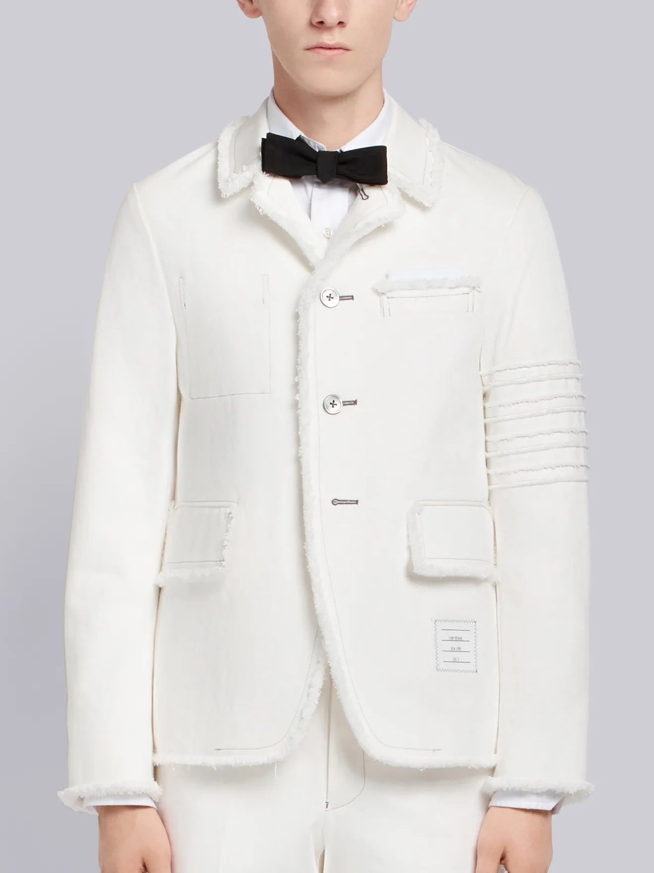 4-Bar Washed Denim Cutaway Jacket 