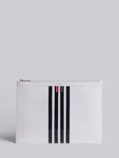 白色牛皮网球系列对比4条纹中号文件夹