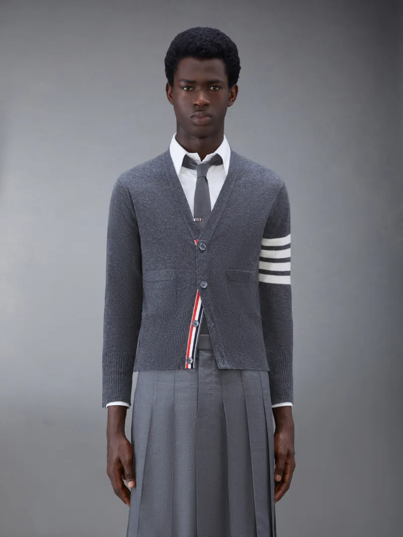 THOM BROWNE 00 ミディアムグレー カシミヤ カーディガン | www