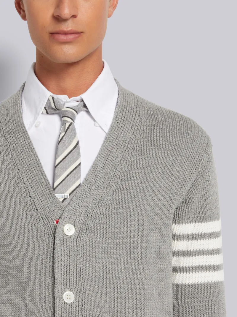 ライトグレー コットンジャージー 4BAR Vネック カーディガングレー  