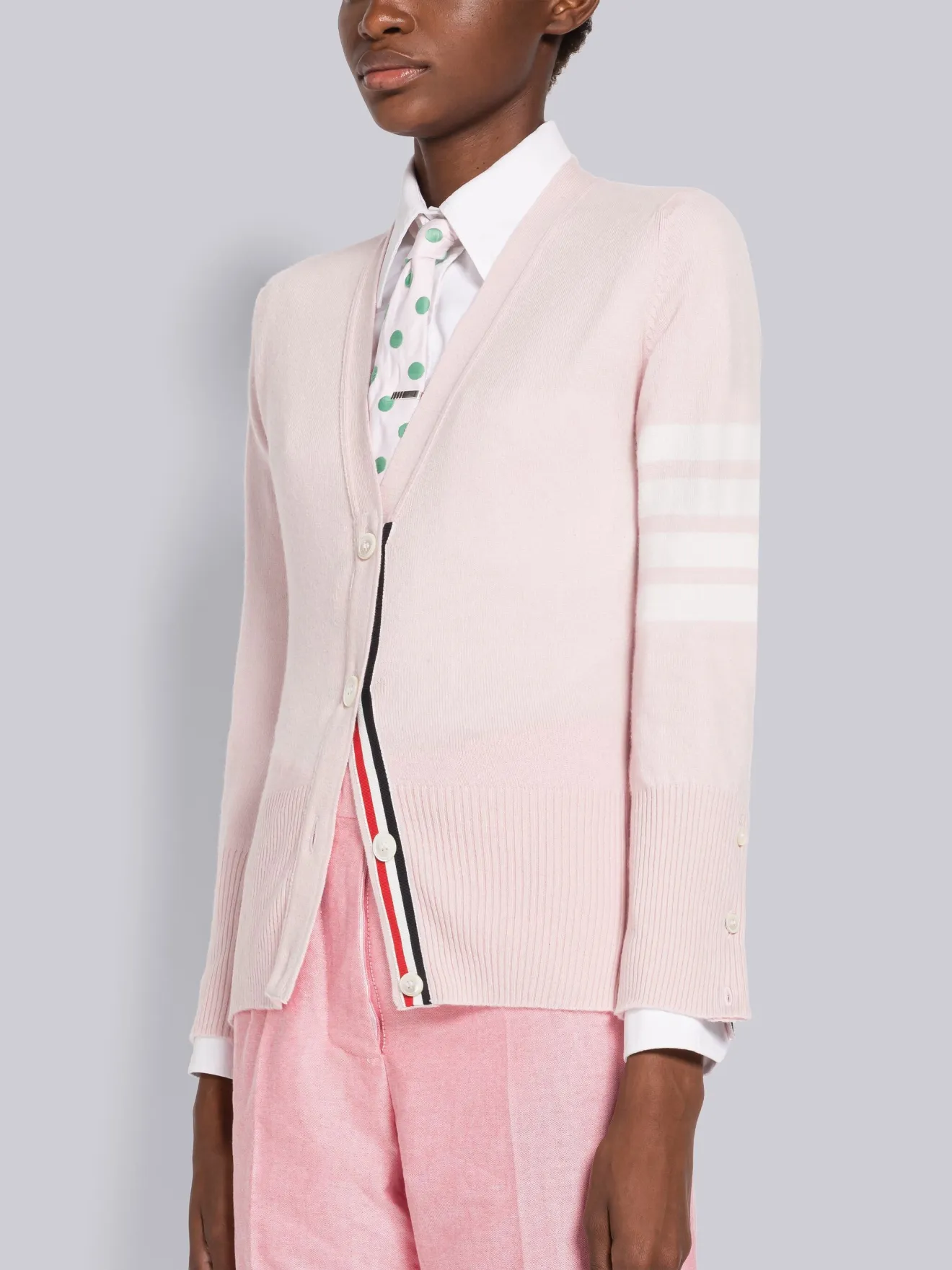 英国王室御用達 スコットランド製 桜ピンクカシミア100カーディガン