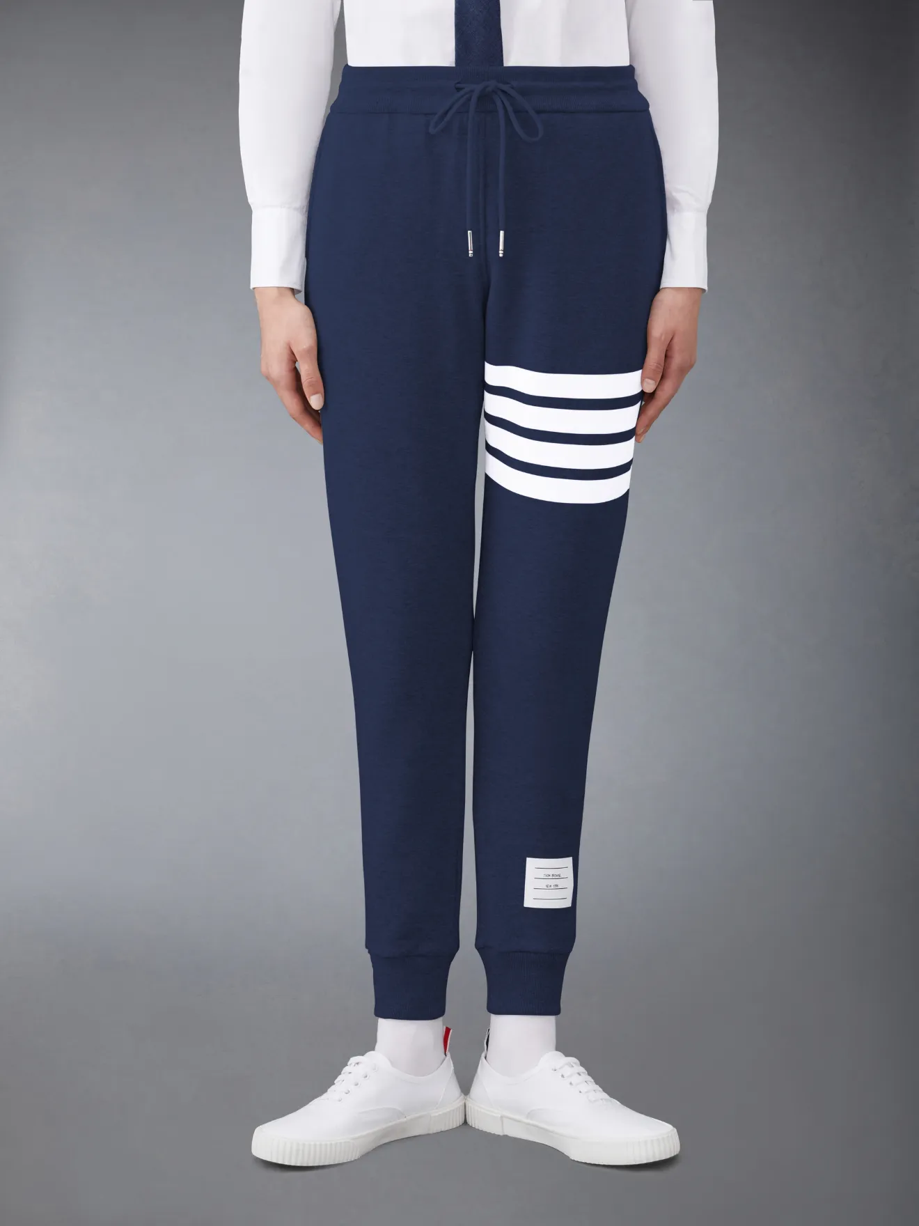 THOM BROWNE TRACK TROUSERS ウール　ネイビーウエストゴム