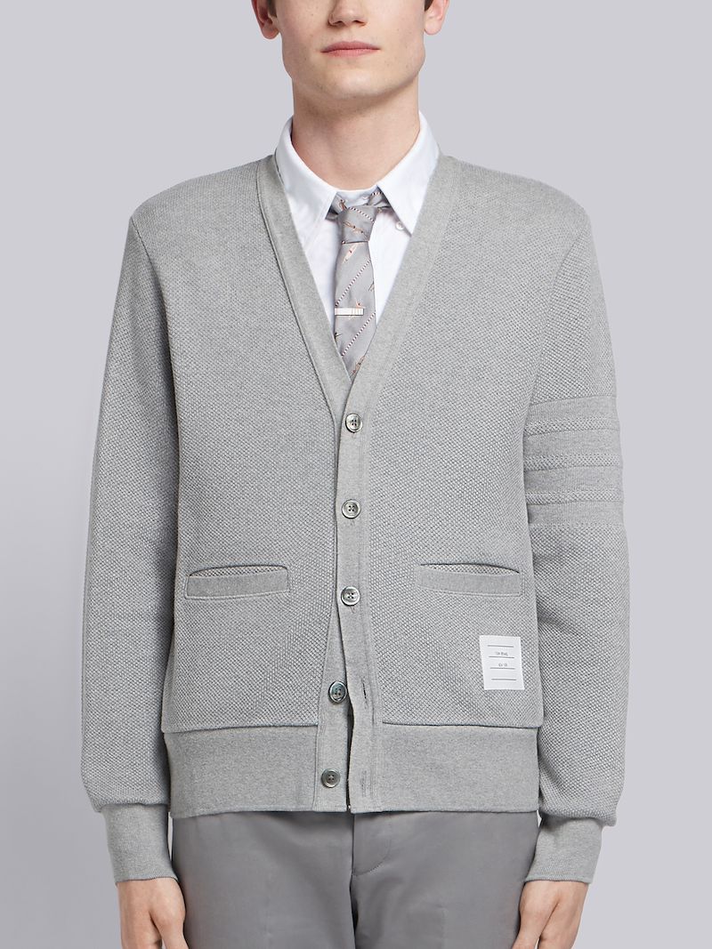 4bar ハニーコーム ピケ カーディガングレー Thom Browne 公式オンラインサイト 4bar ハニーコーム ピケ カーディガングレー Thom Browne 公式オンラインサイト