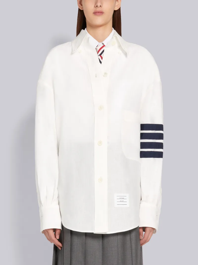 THOM BROWNE ホワイトボタンダウンシャツ メンズ