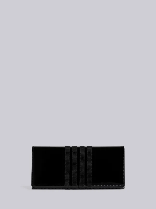 ブラック ソフトパテントレザー グログラン 4BAR 長財布