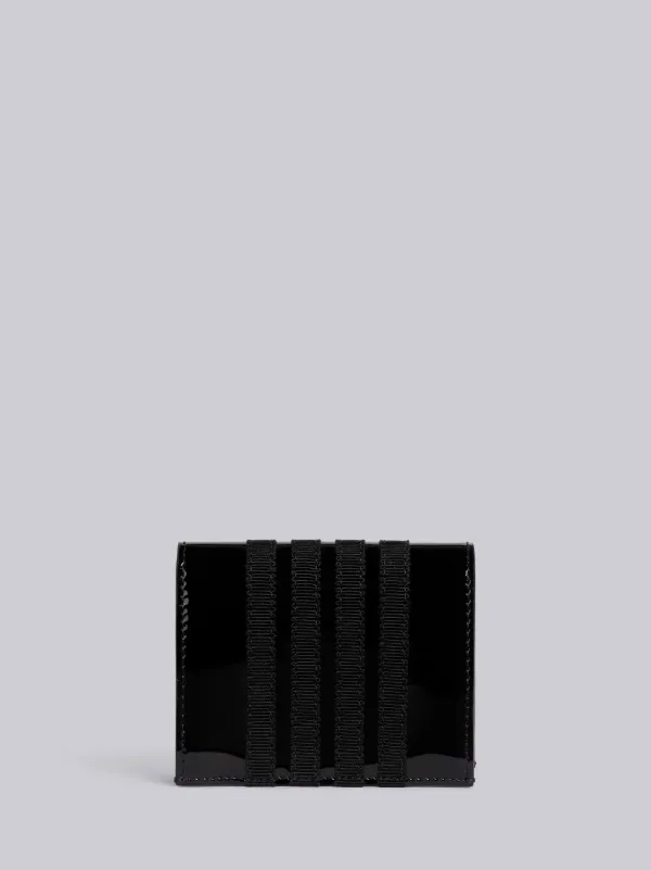 ブラック ソフトパテントレザー グログラン 4BAR ダブルカードホルダー