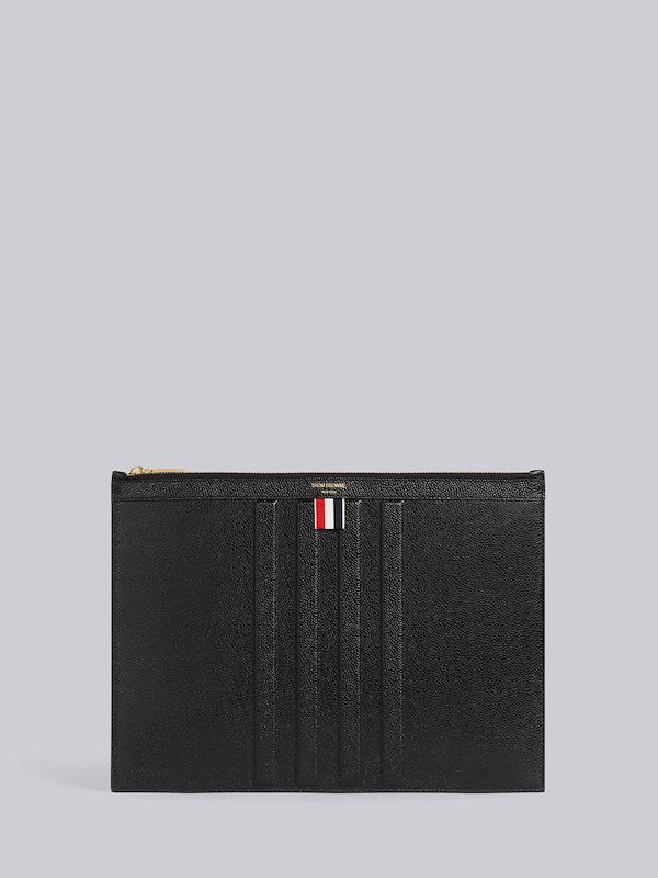 ブラック ぺブルグレインレザー デボス加工 4BAR ミディアム ドキュメントホルダー