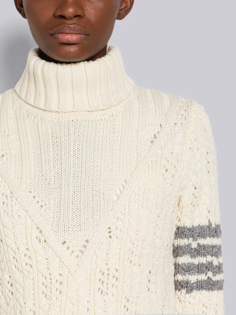 THOM BROWNE タートルネック ニット ベージュ 五分丈