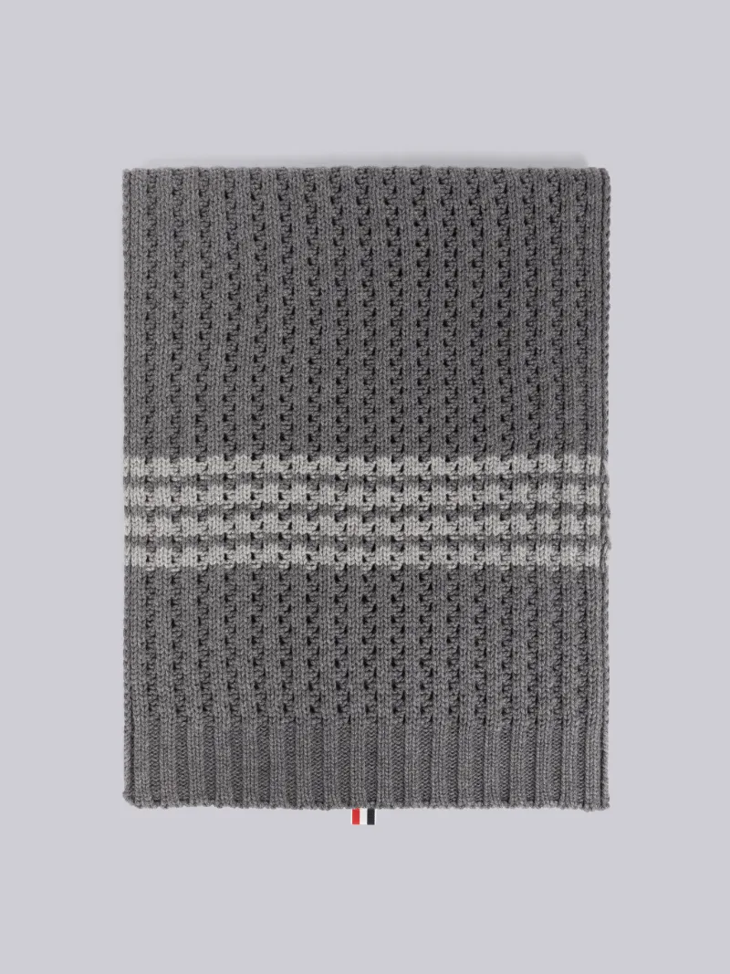 トムブラウン 4BARケーブルマフラー グレー 大判 メランジ ストール