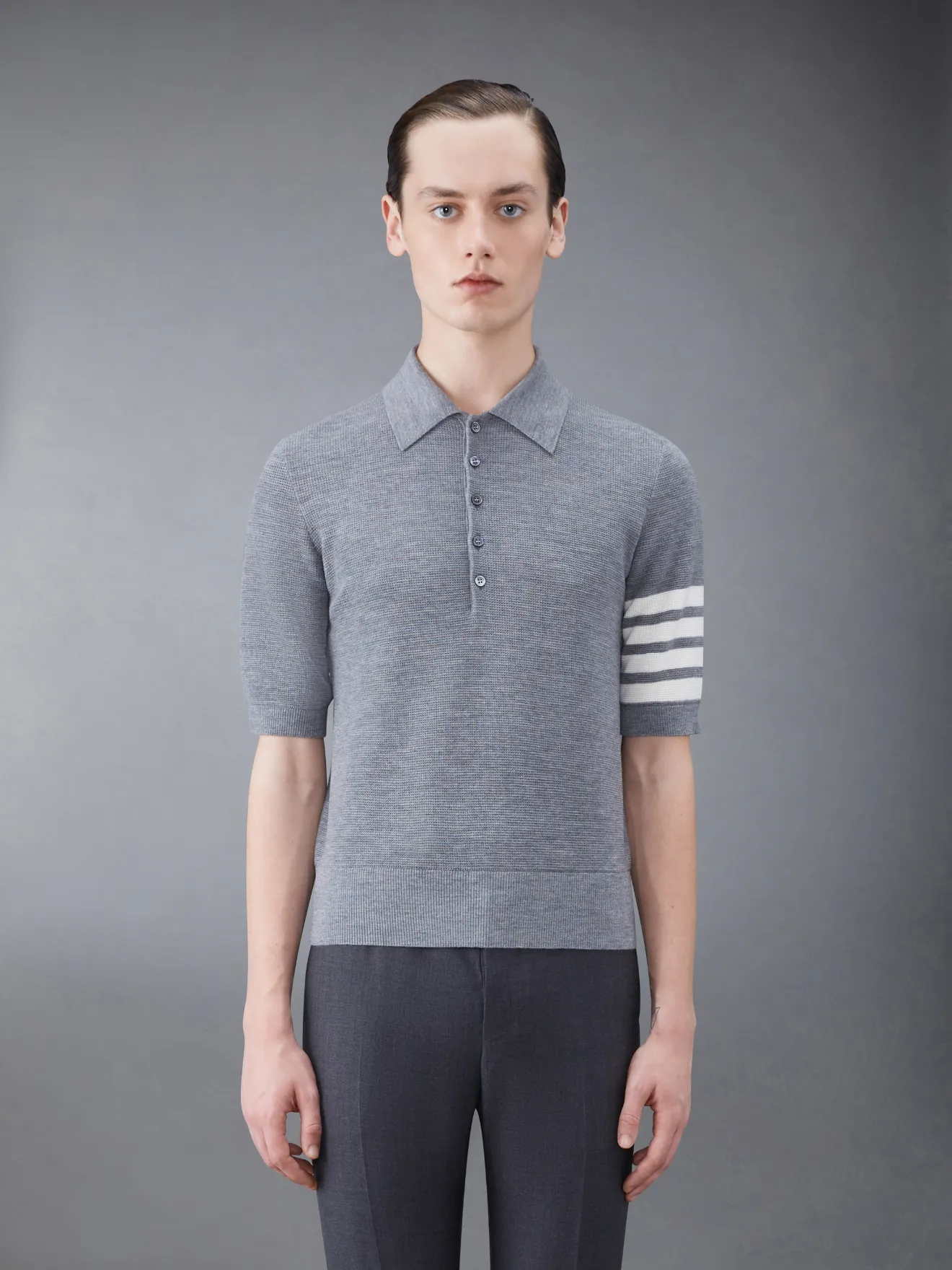 THOM BROWNE 半袖ポロシャツ 0サイズ グレー トムブラウン