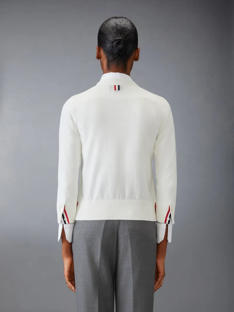 4BAR ストライプ カーディガンホワイト | Thom Browne 公式 4BAR ストライプ カーディガンホワイト | Thom Browne 公式